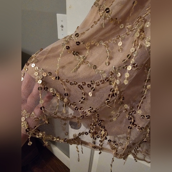 REAQKA Champagne Spaghetti Strap Sequined Romper (BNWT) - Picture 7 of 10